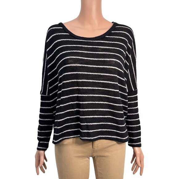 William B Sweaters - William B and Friends Black and White Dolman Sleeve Airy Knit Sweater Top
